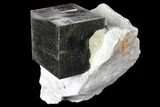Shiny, Natural Pyrite Cube In Rock - Navajun, Spain #131111-1